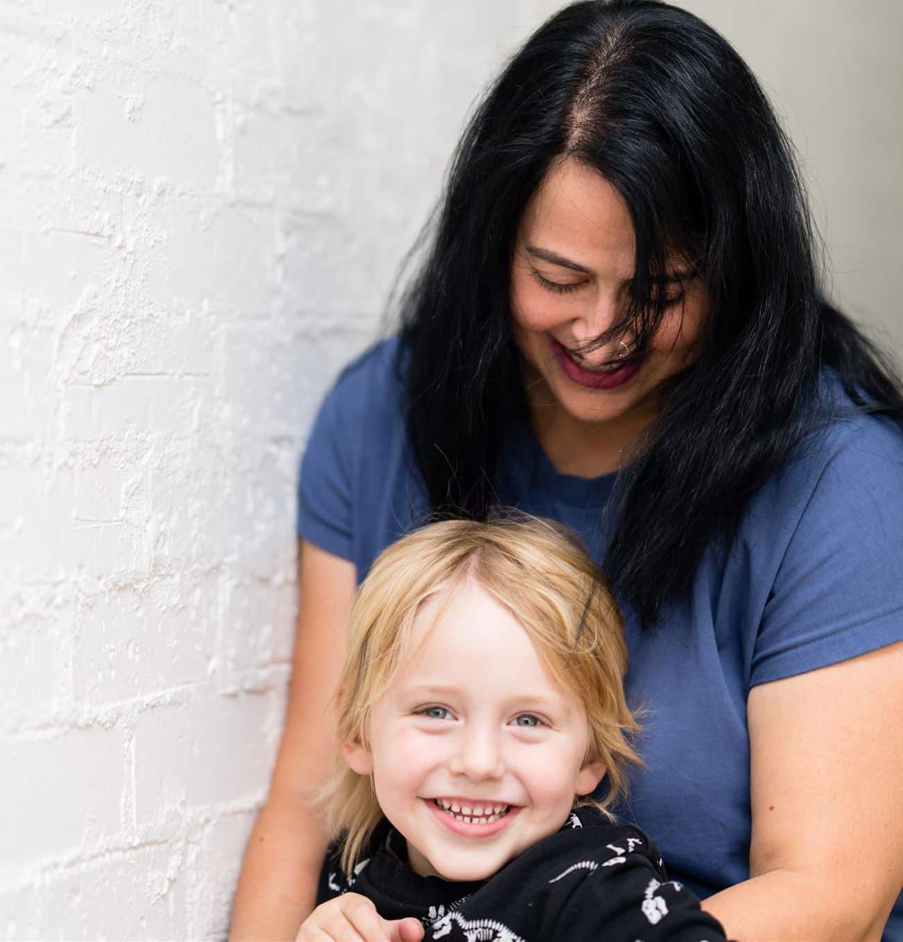 mom and child smiling